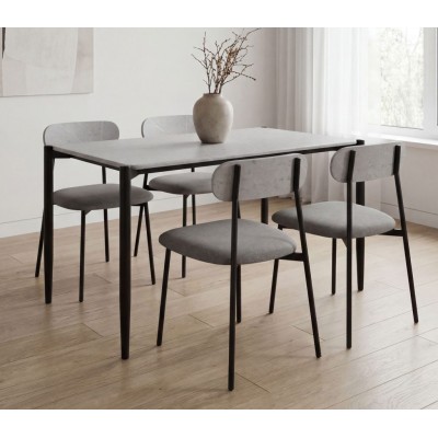 Stalas + 4 kėdės AKAPELA (G019-01-15 Grey Marble/378-26 Pilkas) NAUJIENA